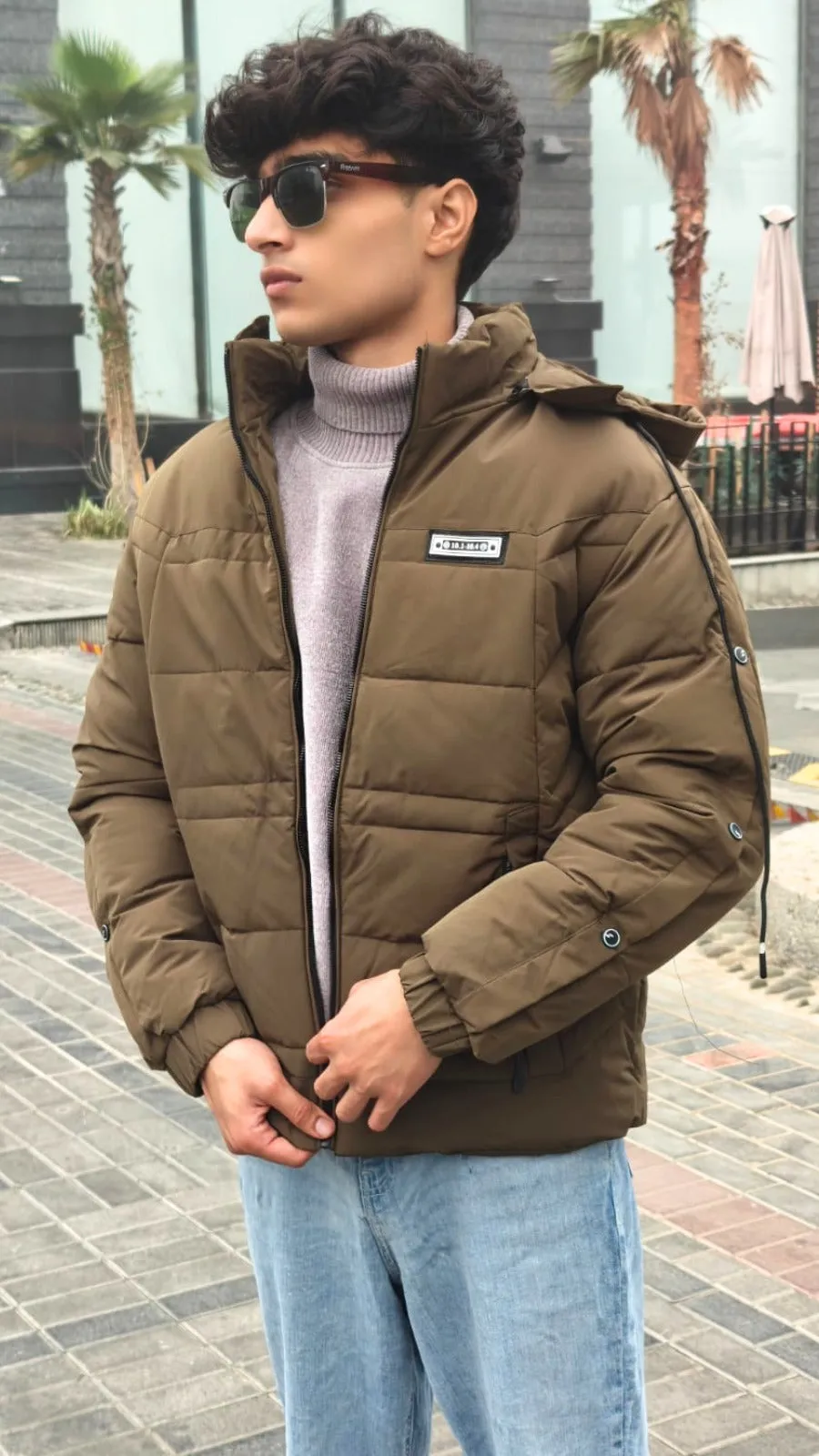 men imported brown puffer jacket