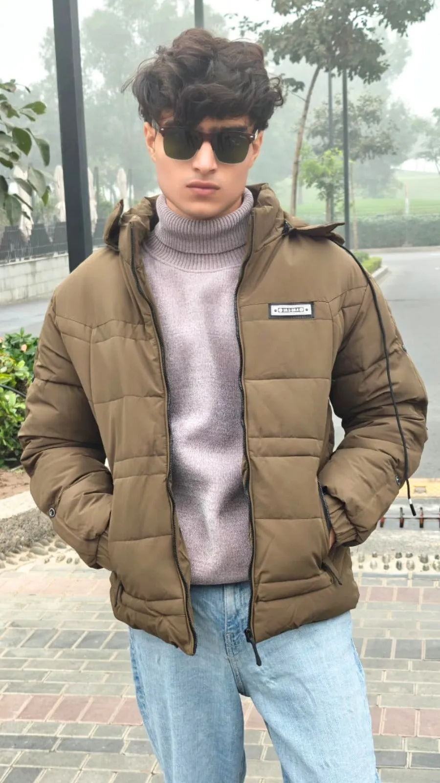 men imported brown puffer jacket