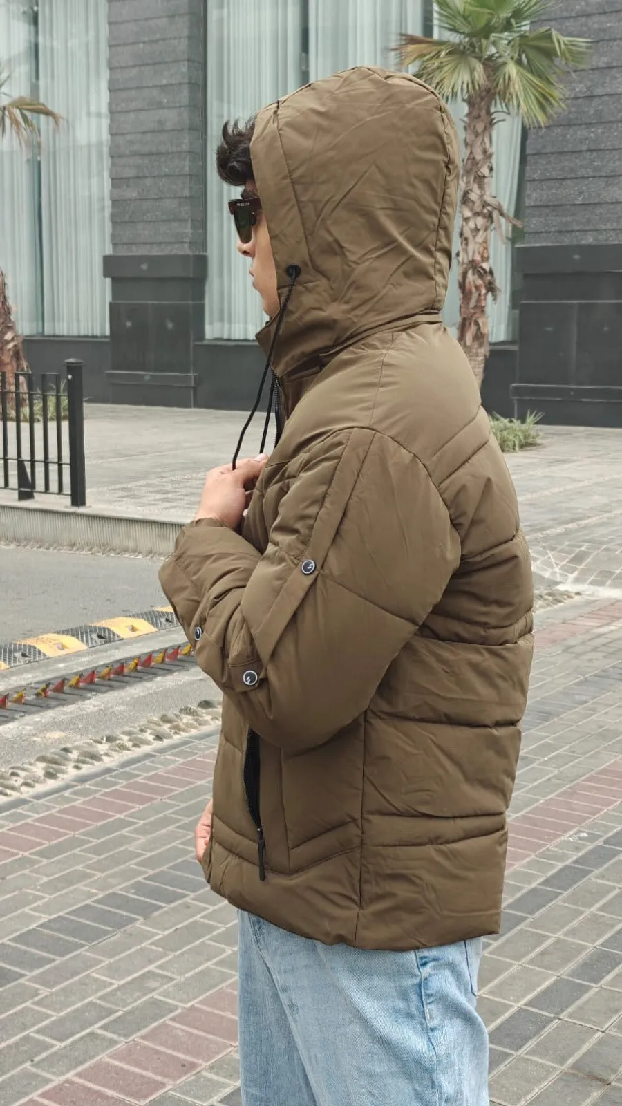 men imported brown puffer jacket