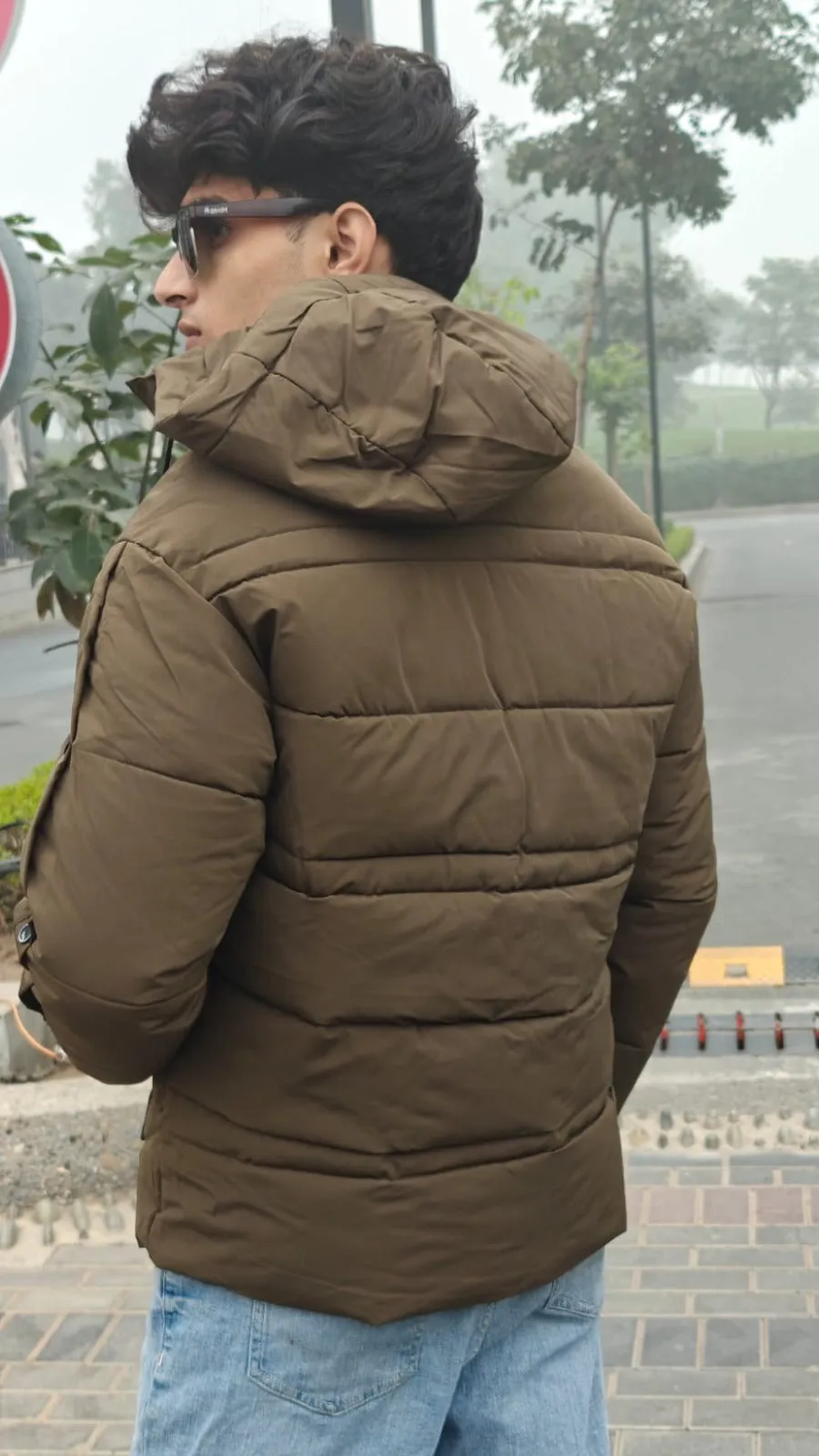 men imported brown puffer jacket