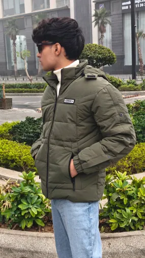 men imported commando green puffer jacket
