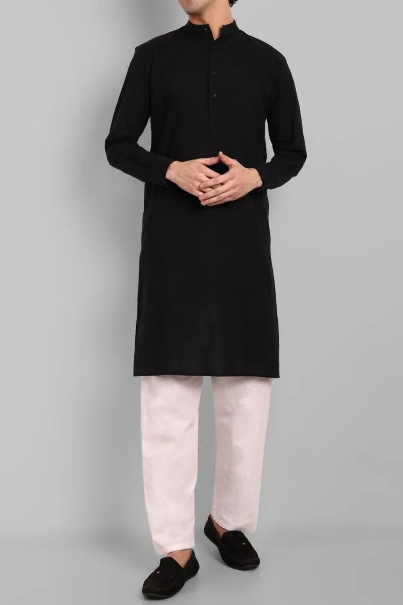 MEN'S BLACK KURTA PAJAMA SET