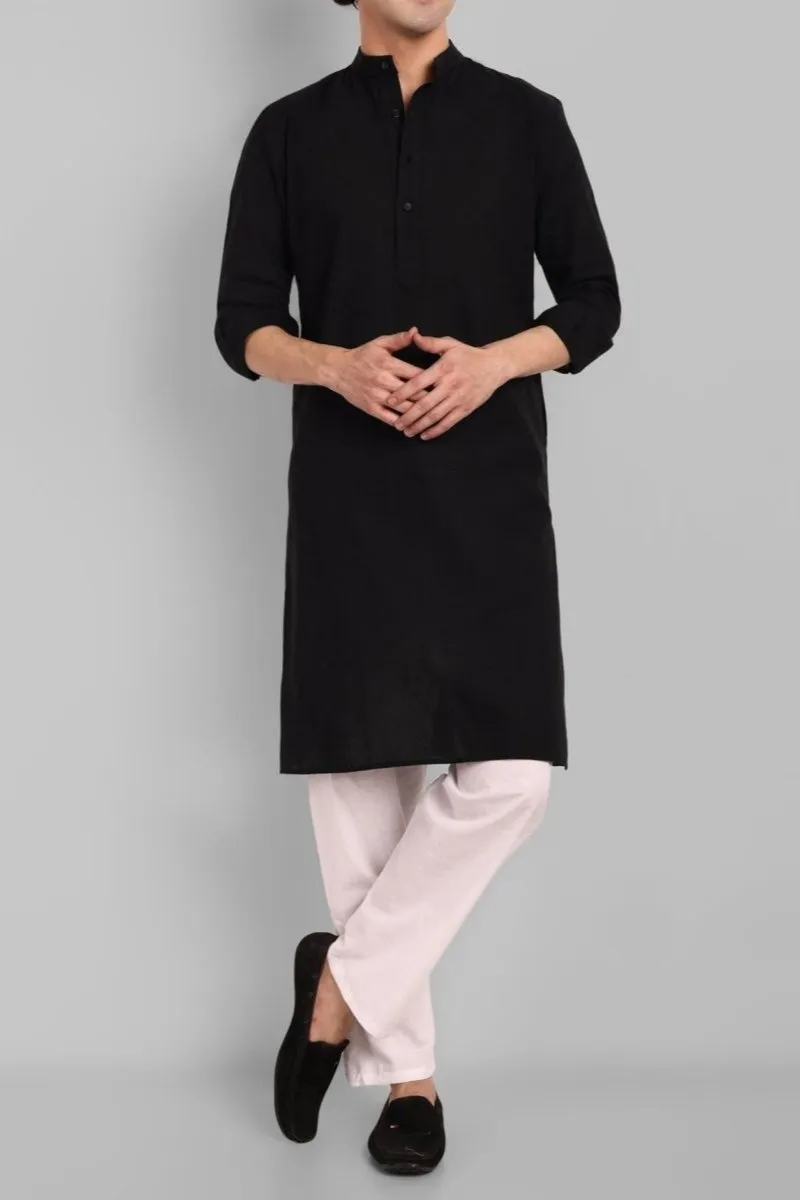 MEN'S BLACK KURTA PAJAMA SET