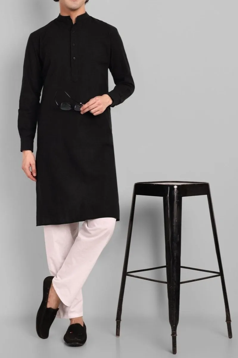MEN'S BLACK KURTA PAJAMA SET