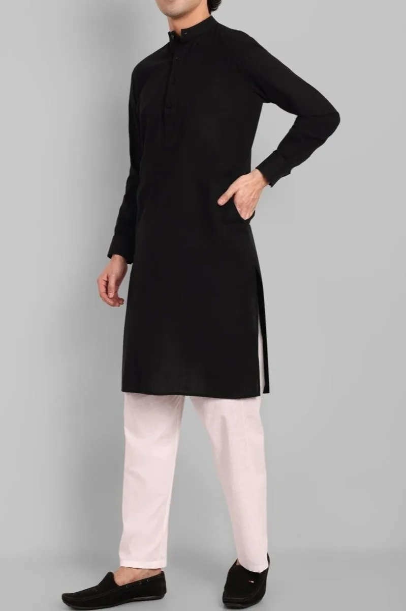MEN'S BLACK KURTA PAJAMA SET