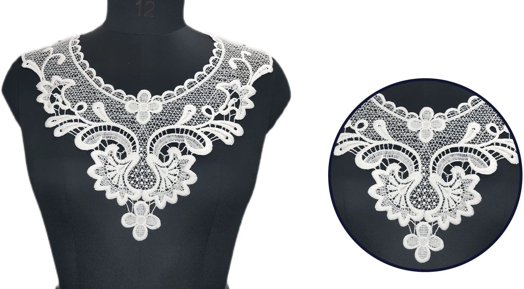 Ornate Detailing Lace Neckline Applique