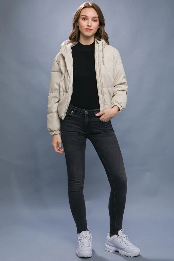 Puffer Leather Jacket CREAM