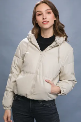 Puffer Leather Jacket CREAM
