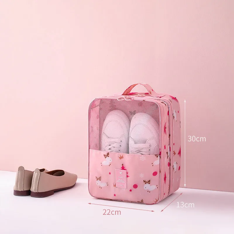 Rabbit Elephant Flamingo Lemon Alpaca Print Travel Shoes Bag Organizer