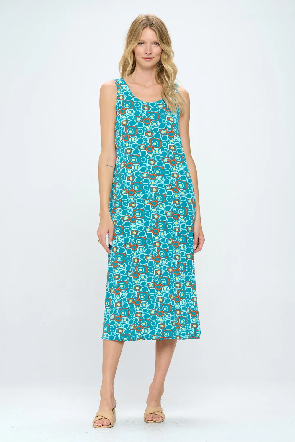 Retro Print  Long Tank Dress Print -7000BN-TRP1-W363