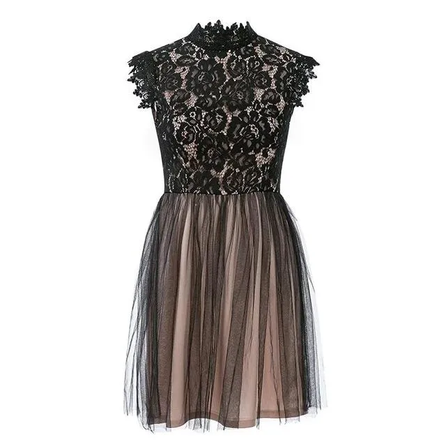 Sleeveless Lace Sexy Embroidery Floral Short Party Chic Mini Dress
