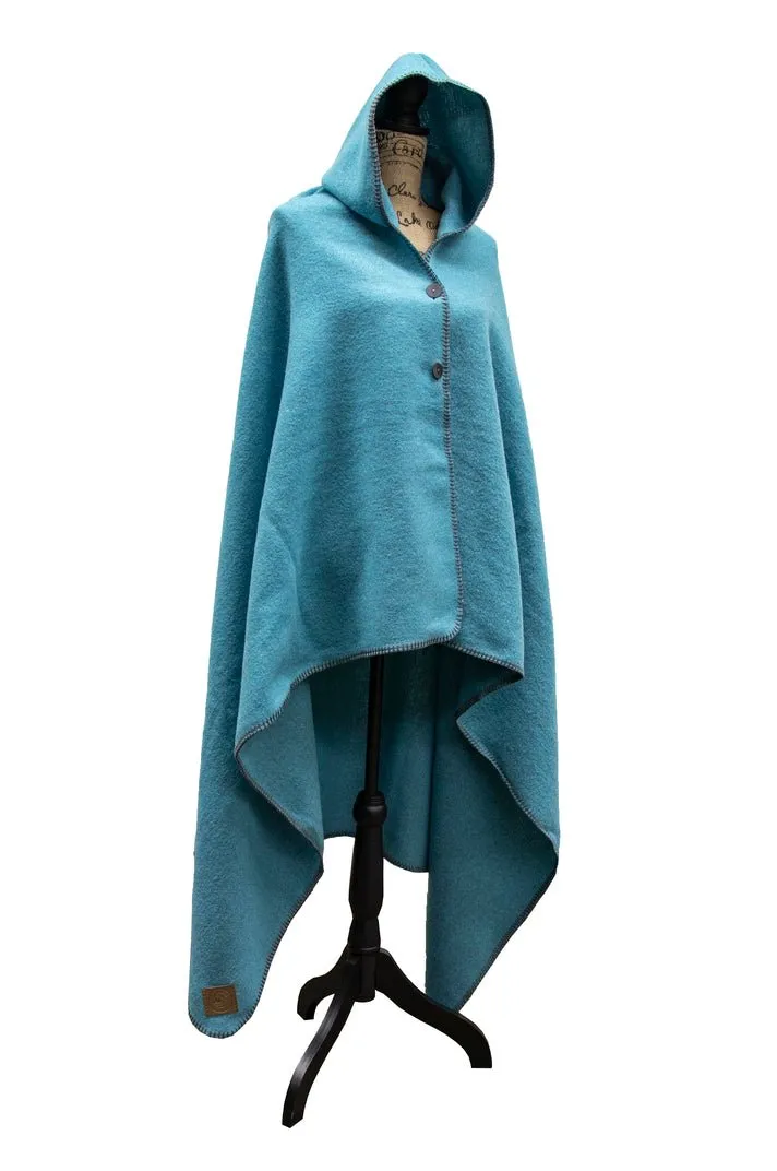 Solid Turquoise Hooded Throw