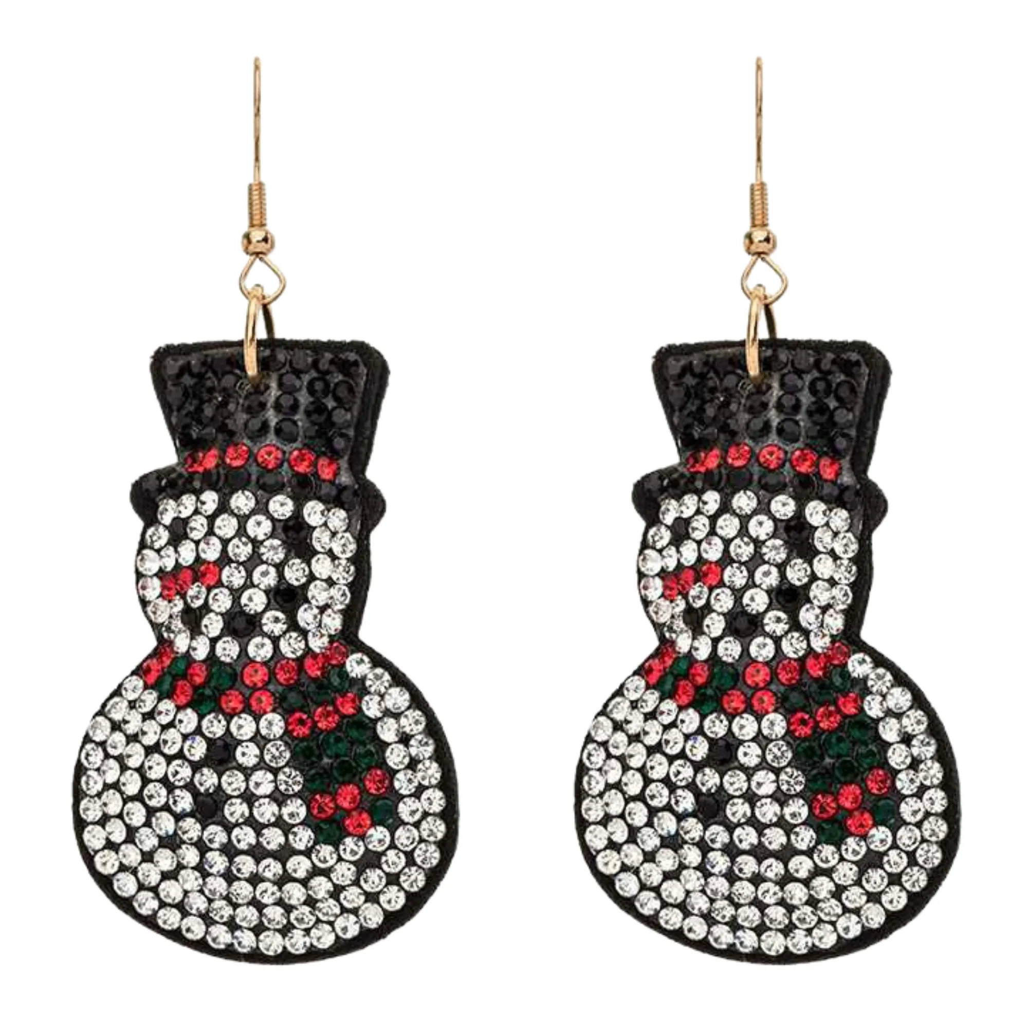 Sparkling Christmas Snowman Crystal Rhinestone Earrings - Festive Holiday Jewelry