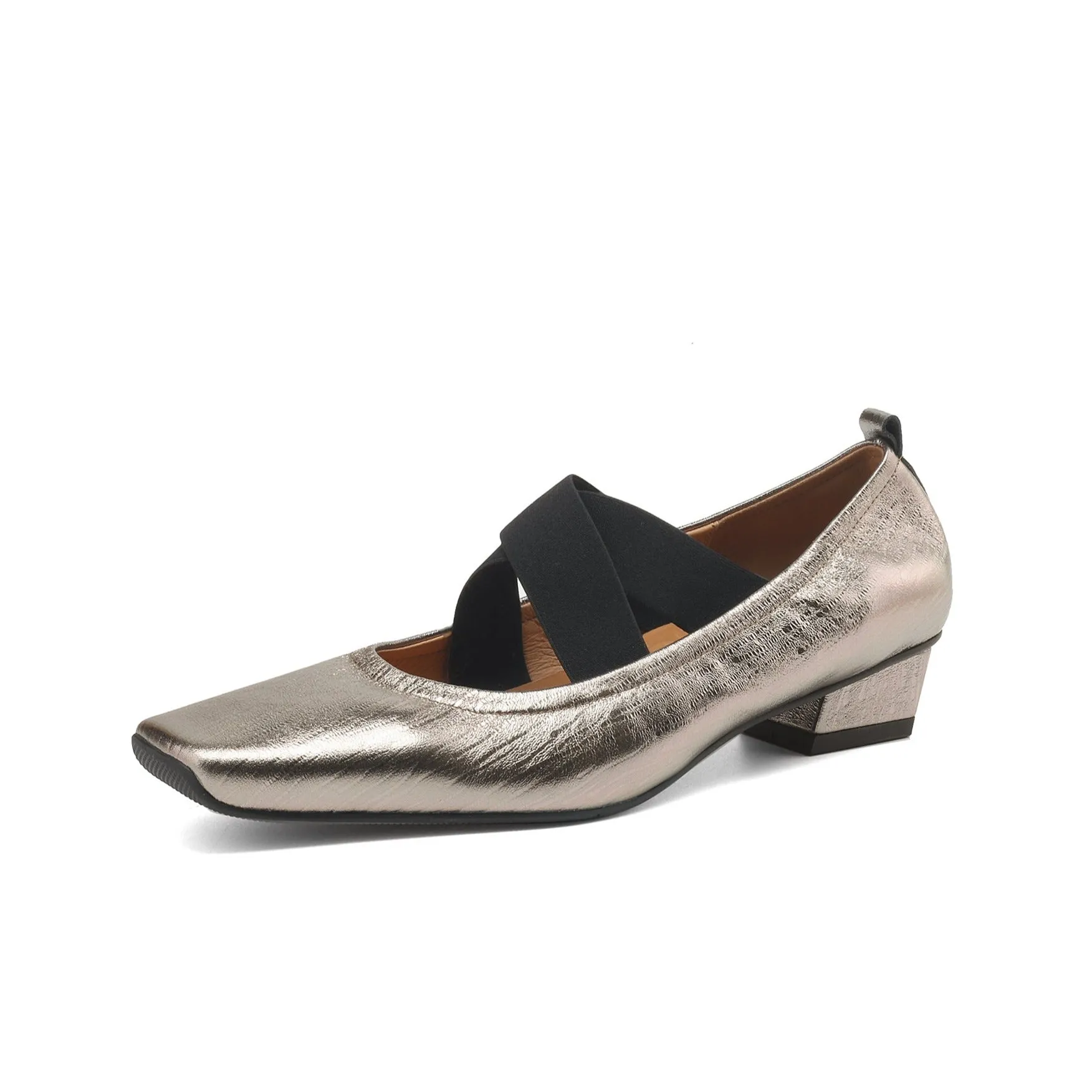 TinaCus Women's Handmade Leather Chunky Heel Elestic Band Mary Jane Pumps