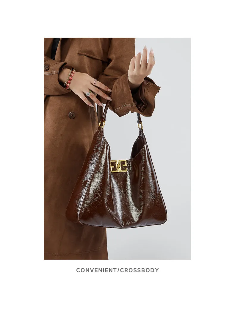 Top layer women's cowhide hobo armpit handbag shoulder bag 2829 brown