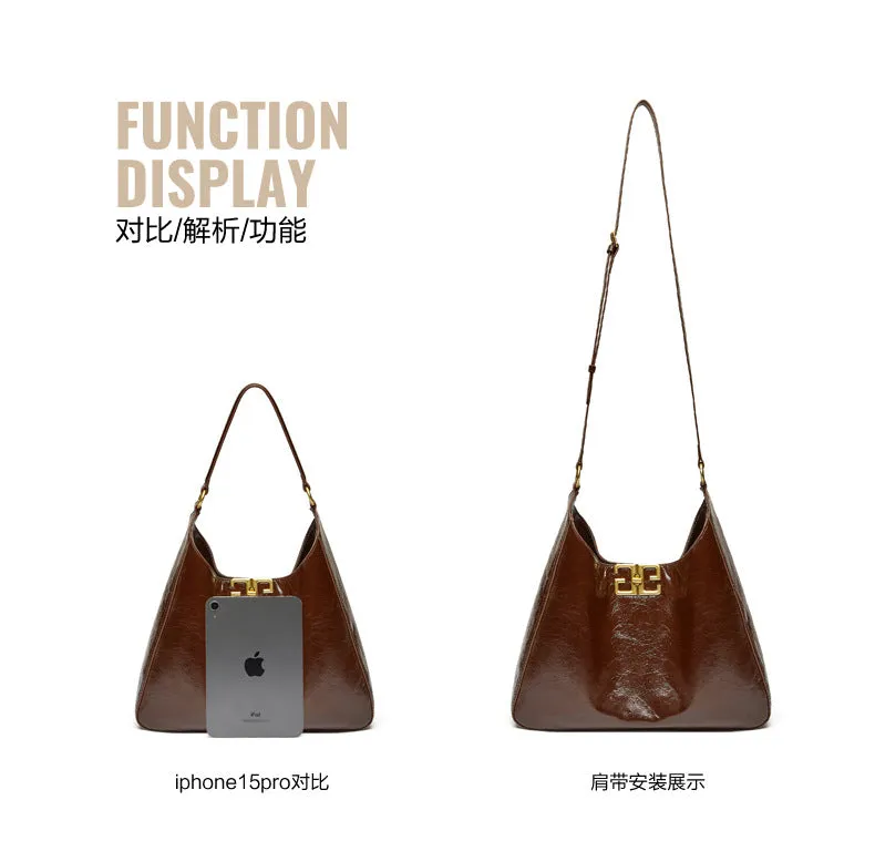 Top layer women's cowhide hobo armpit handbag shoulder bag 2829 brown