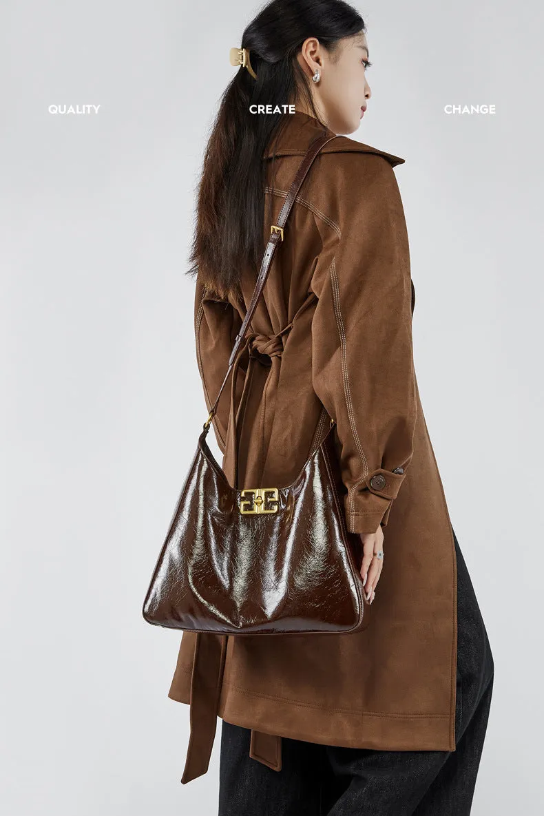 Top layer women's cowhide hobo armpit handbag shoulder bag 2829 brown