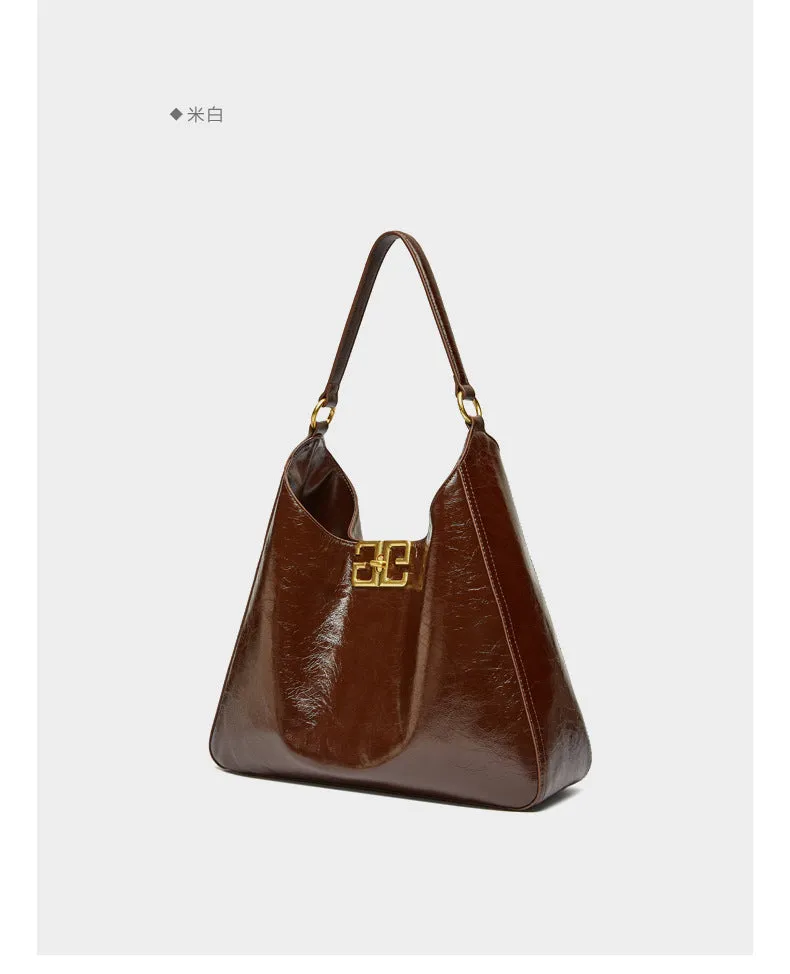 Top layer women's cowhide hobo armpit handbag shoulder bag 2829 brown