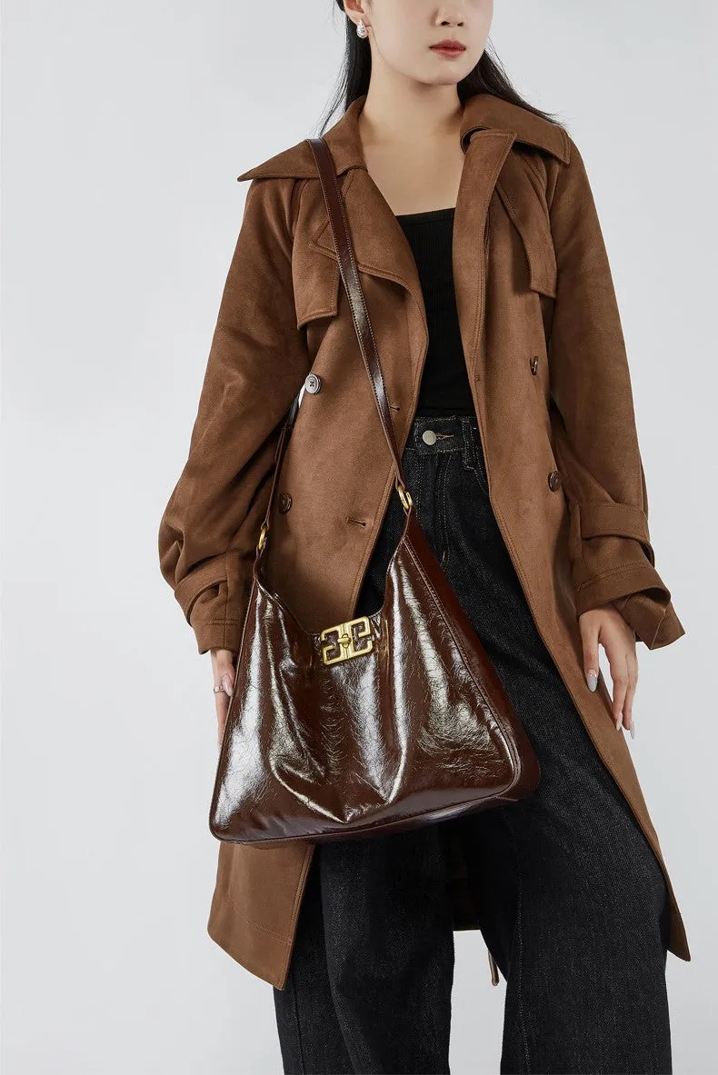 Top layer women's cowhide hobo armpit handbag shoulder bag 2829 brown