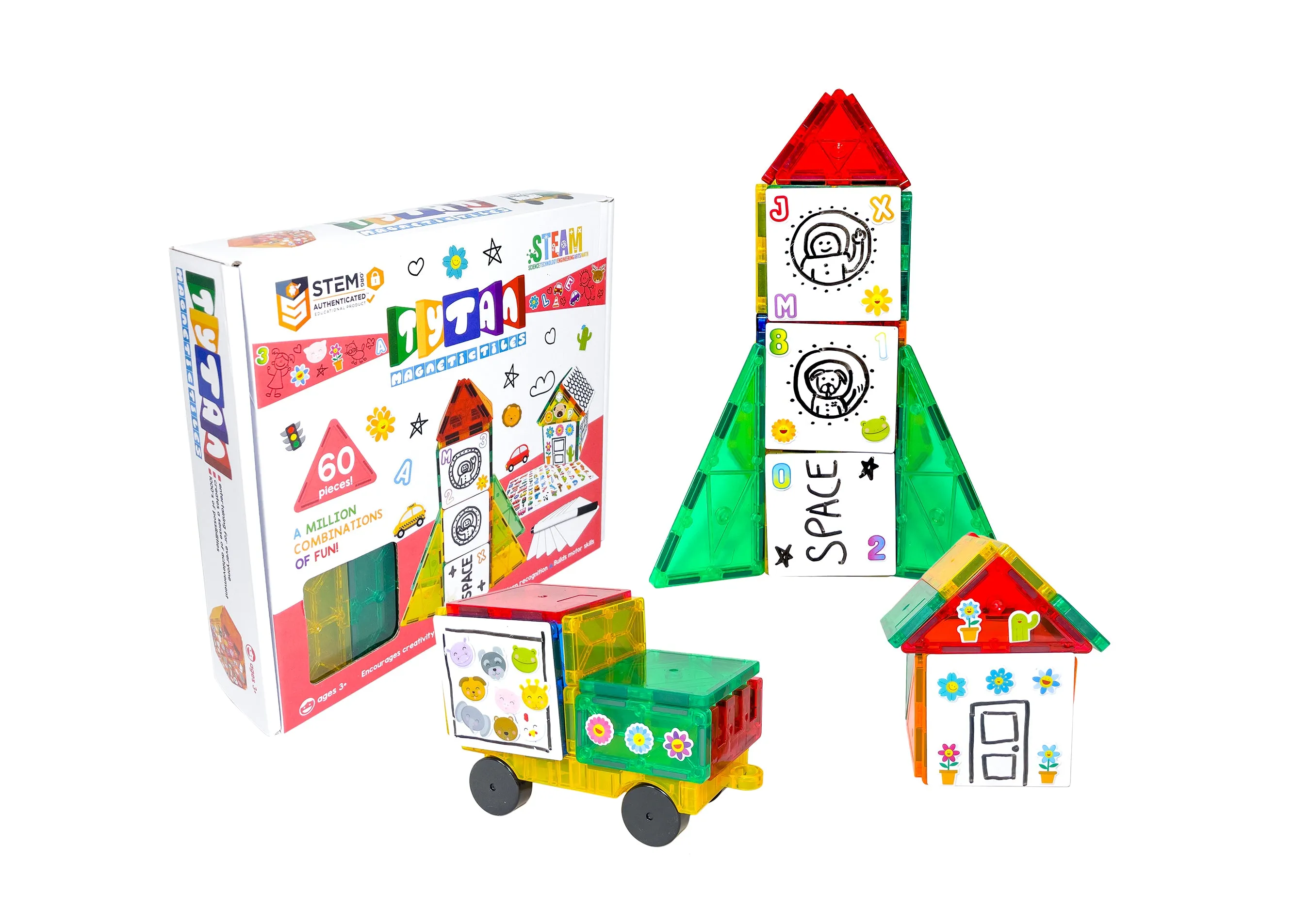 Tytan® Magnetic Tile Building Set – 60-Piece Creative Edition