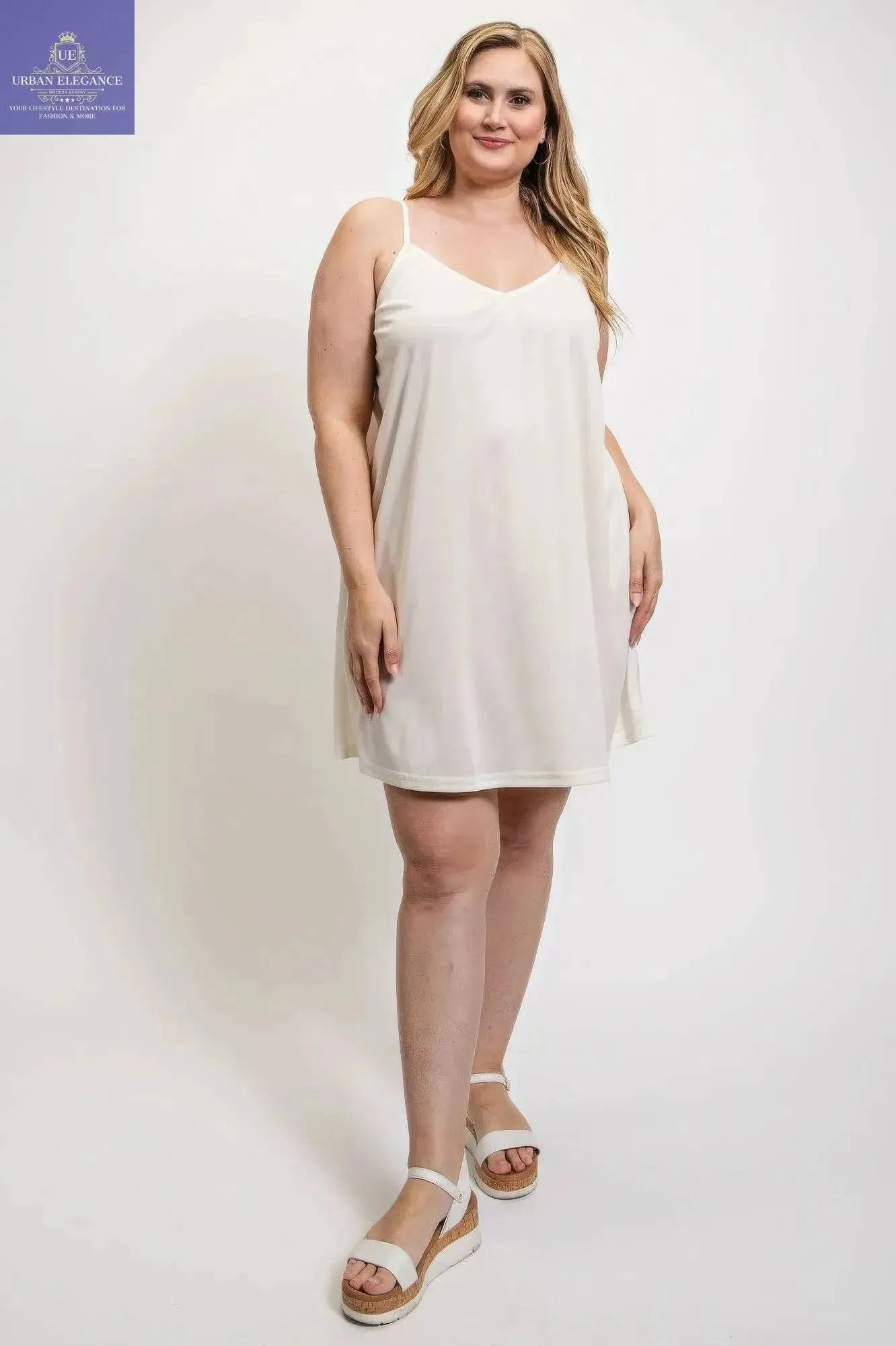 V-neck slip dress with adjustable straps