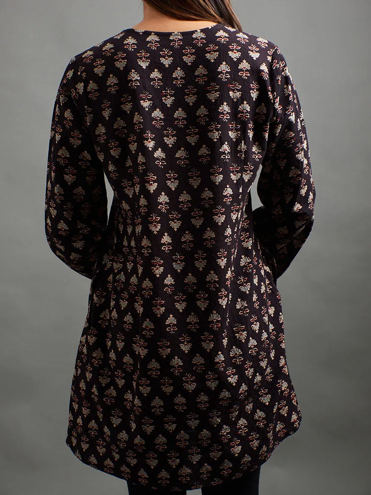 Victoria Tunic Dress - Black Mini Blossom