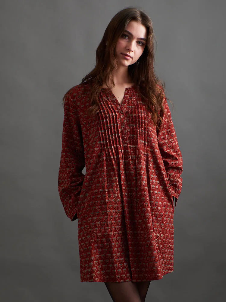 Victoria Tunic Dress - Currant Red