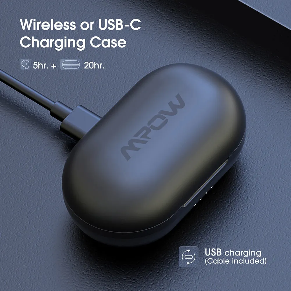 Wireless Earbuds with Charging Case, Waterproof 25H Playtime Twin/Mono Mode Stereo Earphones