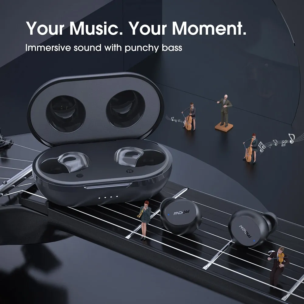 Wireless Earbuds with Charging Case, Waterproof 25H Playtime Twin/Mono Mode Stereo Earphones