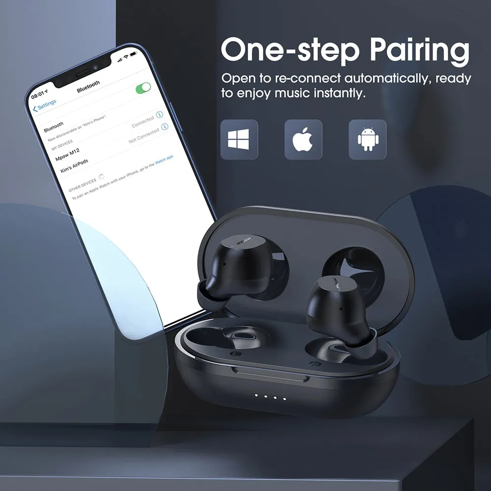 Wireless Earbuds with Charging Case, Waterproof 25H Playtime Twin/Mono Mode Stereo Earphones