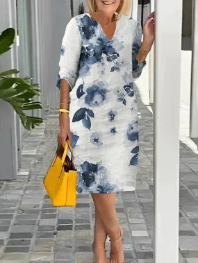 Women's Casual Dress Shift Dress Summer Dress Floral Color Block Print Split Neck Mini Dress Active Fashion Outdoor Daily Half Sleeve Regular Fit Pink Royal Blue Blue Summer Spring S M L XL XXL