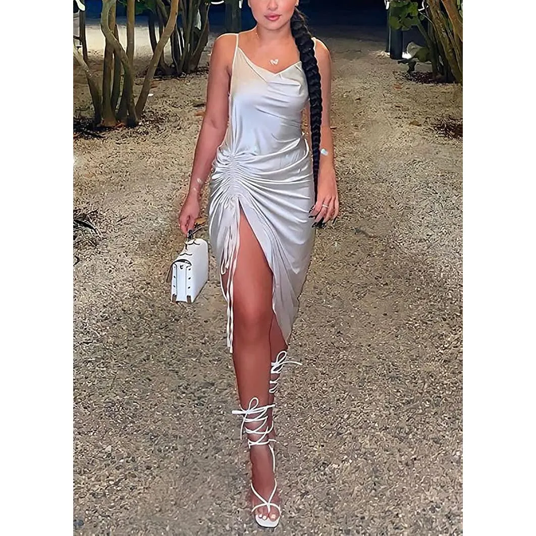 Women's Satin Spaghetti Strap Dress