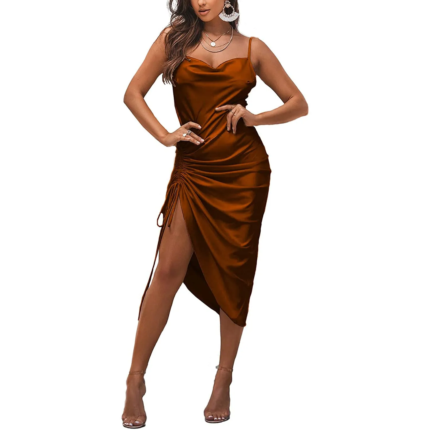 Women's Satin Spaghetti Strap Dress