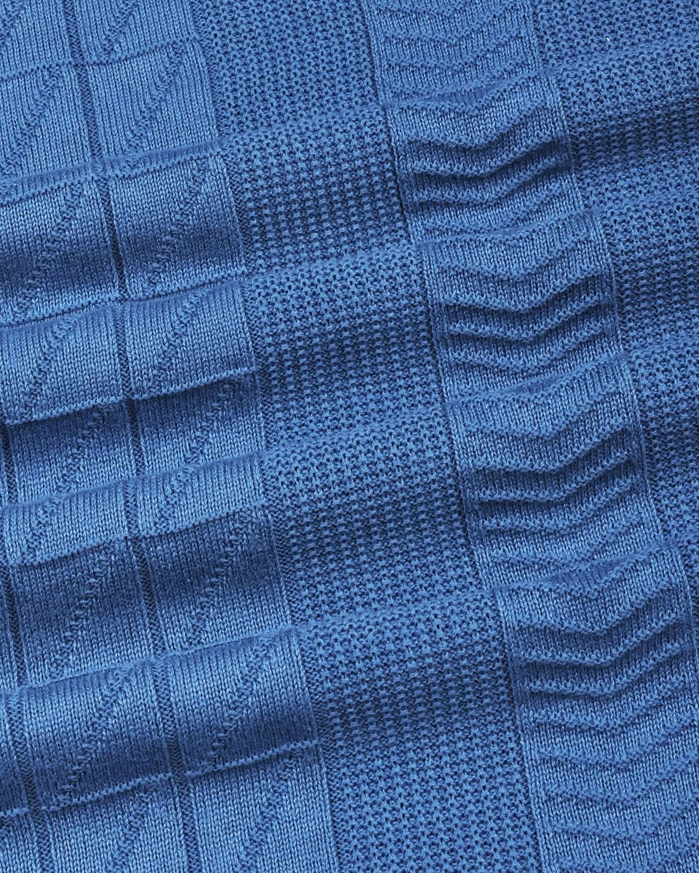 Wonder Steel Blue Knitted Cotton Polo T-Shirt