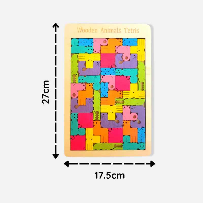 Wooden Animal Blocks Tetris Puzzle