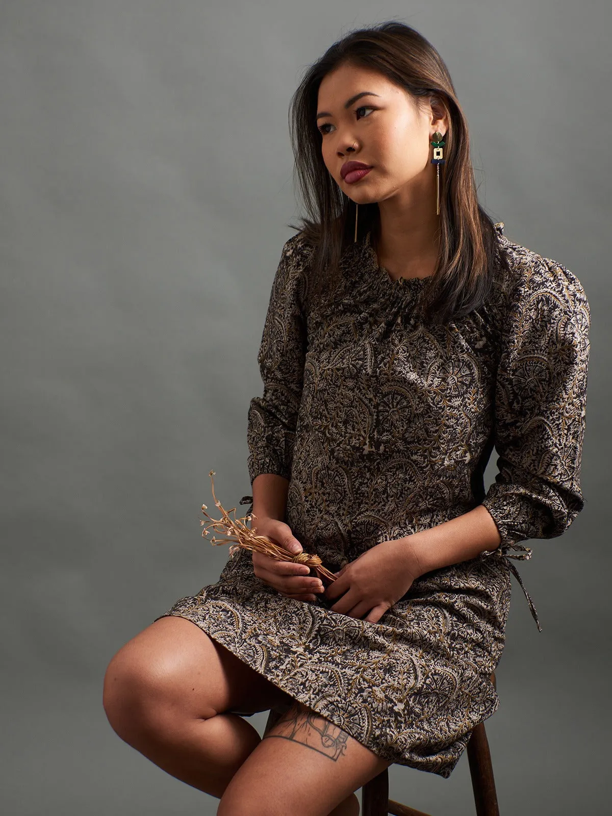 Yashvi Long Sleeve Dress - Midnight