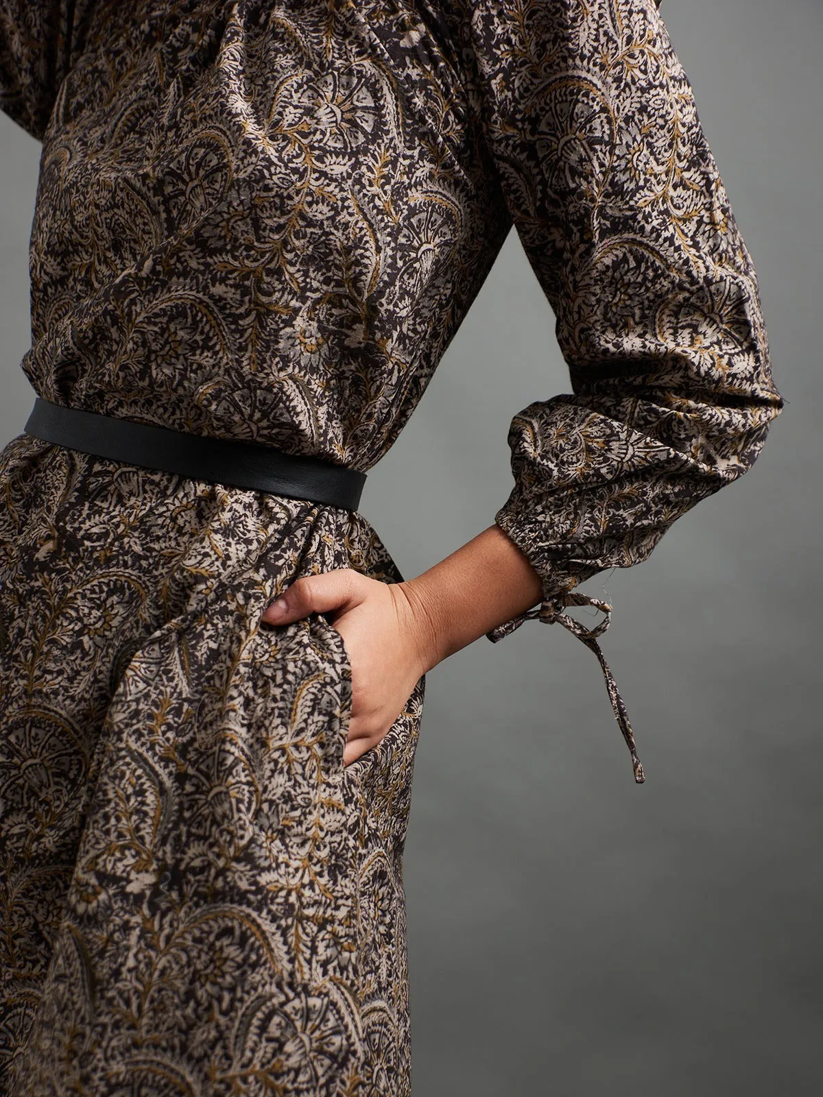 Yashvi Long Sleeve Dress - Midnight