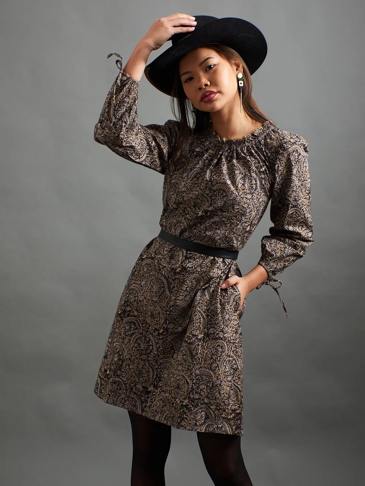 Yashvi Long Sleeve Dress - Midnight
